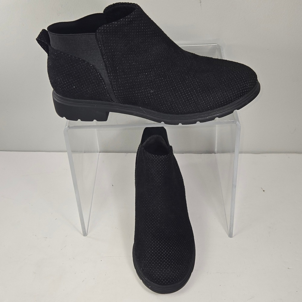 Dr. Scholls Nonstop Black Micro Perforated Slip On Ankle Boots womens 6.5 M